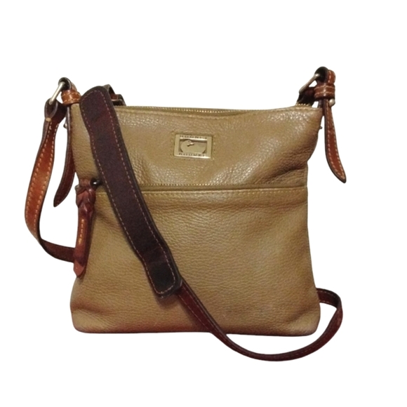 Dooney & Bourke Dillen Brown and Tan Crossbody Bag Messenger Bag - Picture 1 of 14